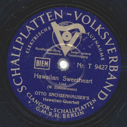 Otto Sachsenhausers Hawaiian Quartett - Hawaiian Sweetheart / Zulie