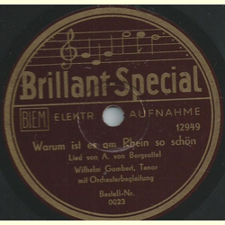 Wilhelm Gombert / Groes Salon-Orchester - Warum ist es am Rhein so schn / Trink, trink, Brderlein trink