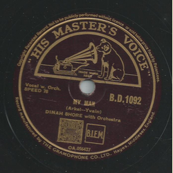 Dinah Shore - My Man / Somebody Loves me