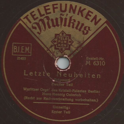 Wurlitzer Orgel des Kristall Palastes Berlin: Hans-Henning Osterloh - Letzte Neuheiten, Potpourri