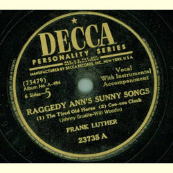 Raggedy Anns Sunny Songs by Frank Luther ( 3 Platten)