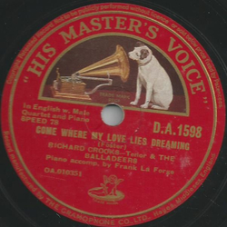 Richard Croooks & The Balladeers - Come where my Love...