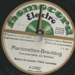 Salon-Orchester Felix Lemeau - Petersburger Schlittenfahrt / Marionetten-Brautzug