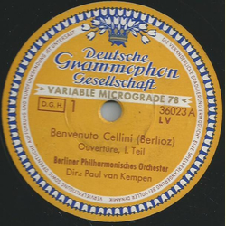 Berliner Philharmonisches Orchester: Paul Kempen - Benvenuto Cellini (Berlioz), Ouvertre Teil I und II