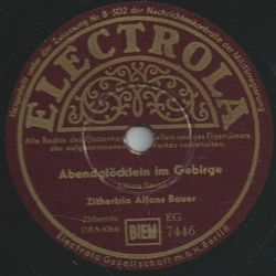Zithertrio Alfons Bauer - Abendglöcklein im Gebirge /...