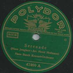 Hans Busch Konzert-Orchester - Serenade / Aus meiner Jugendzeit