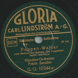 Knstler-Orchester Frank Sander - Puppen-Walzer / Wiener Praterleben