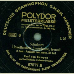 Paul van Kempen - Unvollendete Symphonie, h-moll (Schubert) - (3 Platten)