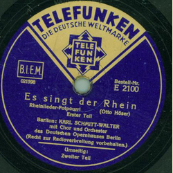 Karl Schmitt-Walter - Es singt der Rhein, Rheinlieder-Potpourri