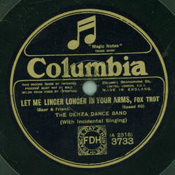 Columbia Dance Band - Wenn du mich sitzen lsst, fahr ich sofort nach Budapest / Mein Darling