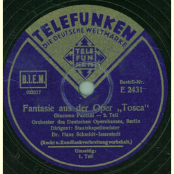 Orchester des Deutschen Opernhauses, Berlin: Dr. Hans Schmidt-Isserstedt- Fantasie aus der Oper Tosca