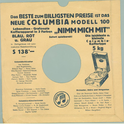 Original Columbia Cover für 25er Schellackplatten A33 B