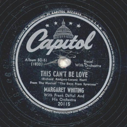 Margaret Whiting - My heart stood still / This cant be love
