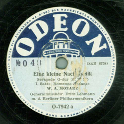 Generalmusikdirektor Fritz Lehmann - Eine kleine Nachtmusik I. bis IV. Satz (2 Platten)