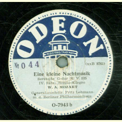 Generalmusikdirektor Fritz Lehmann - Eine kleine Nachtmusik I. bis IV. Satz (2 Platten)