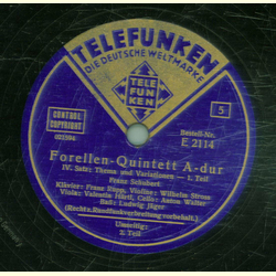 F. Rupp, W. Stross, V. Hrtl, A. Walter, L. Jger - Forellen-Quintett A-dur (4 Records)
