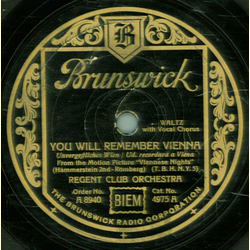 Regent Club Orchestra - You Will Remember Vienna / Jacques Renard - I Bring A Love Song