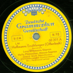 Lore Wimann u. Hetty Plmacher - Hoffmanns Erzhlungen, Barcarole / Hoffmanns Erzhlungen, Walzer aus dem 1. Akt