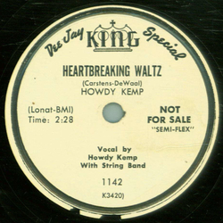 Howdy Kemp - No Love Tonight / Heartbreaking Waltz