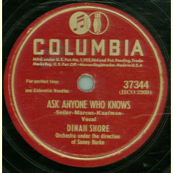 Dinah Shore - Poppa, Don`t Preach To Me / Ask Anyone Who Knows