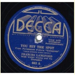 Frances Langford - You Hit The Spot / Will I Never Know