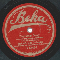 Beka-Streich-Orchester - Deutscher Sang, Potpourri ber deutsche Volkslieder
