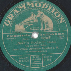 Franz Völker - Nakiris Hochzeit / Winterlied