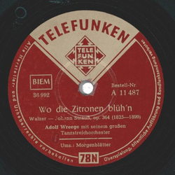 Adolf Wreege - Wo die Zitronen blh`n / Morgenbltter