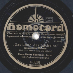 Hans Bollmann - Das Land des Lchelns ( Immer nur lcheln ) / Das Land des Lchelns ( Dein ist mein ganzes Herz )