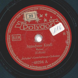 Polydor-Unterhaltungs-Orchester - Mnchner Kindl / Mein bayrisch Oberland