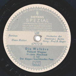Orchester des deutschen Opernhauses Berlin - Die Walkre ( Wotans Abschied)  1. Teil : Lebe Wohl, du khnes, herrliches Kind / 2. Teil : Der Augen leuchtendes Paar