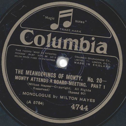 Milton Hayes - The Meanderings Of Monty No.20 , Part 1. / Part 2.