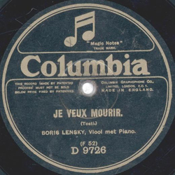 Boris Lensky - Ideale / Je veux mourir