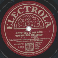 Mitglieder des Orchesters der Staatsoper Berlin - Ouvertre zu der Oper  Maurer und Schlosser  1. Teil / 2. Teil