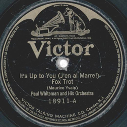 Paul Whiteman - Its Up To You ( Jn ai Marre ! ) / `Neath The South Sea Moon