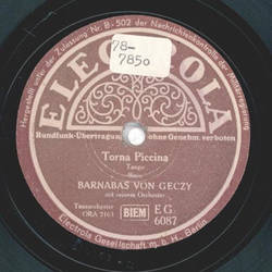 Barnabas von Geczy mit seinem Orchester - Torna Piccina /...