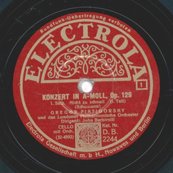 Gregor Piatigorsky - Konzert in A-moll. Op. 129 (3 Platten)