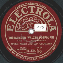 Marek Weber - Volkslieder-Walzer-Potpourri Teil I /  Volkslieder-Walzer-Potpourri Teil II