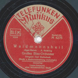 Groes Blas-Orchester: Carl Woitschach - Waidmannsheil / Lippe-Detmold, eine wunderschne Stadt