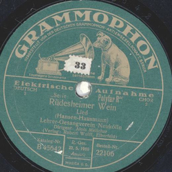 Lehrer-Gesangverein Neukln - Rdesheimer Wein / Bleib deutsch, du herrlich Land am Rhein 