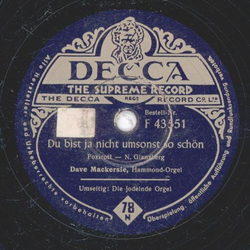 Dave Mackersie - Die jodelnde Orgel / Du bist ja nicht umsonst so sch�n