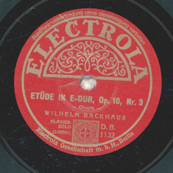 Wilhelm Backhaus - Etde in E-Dur, op. 10, Nr. 3 / a) Etde C-Dur, Op. 10, Nr. 1 b) Etde C-Dur, Op. 10, Nr. 7 c) Etde A-moll, Op. 10, Nr. 2