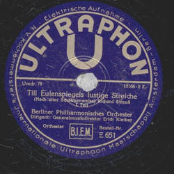 Berliner Philharmonisches Orchester: Erich Kleiber - Till Eulenspiegels lustige Streiche (2 Platten)