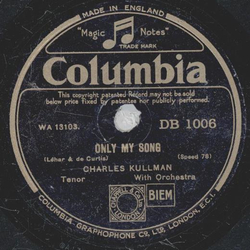 Charles Kullman - Only My Song / Her Name Is Mary