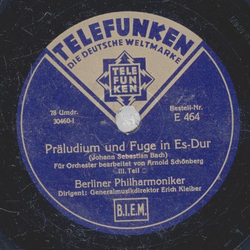 Berliner Philharmoniker: Erich Kleiber - Prludium und Fuge in Es-Dur (2 Records)