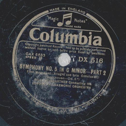Felix Weingartner & London Philaharmonic Orchestestra - Symphony No. 5 in C Minor Part 2 ( 2 Platten )