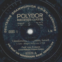 Paul van Kempen - Schubert: Unvollendete Symphonie,...
