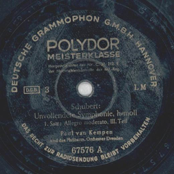 Paul van Kempen - Schubert: Unvollendete Symphonie,...