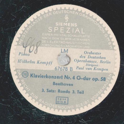 Wilhelm Kempff - Klavierkonzert Nr. 4 G-dur op. 58 3 Satz : Rondo 2. Teil / 3. Teil