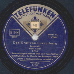Martina Wulf und Hugo Welfing - Der Graf von Luxemburg